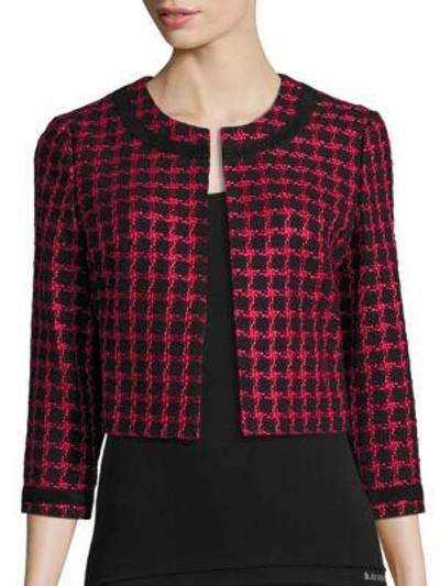 Shop Karl Lagerfeld Cropped Open Front Jacket In Black Multi