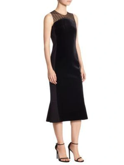 Shop Akris Punto Velvet Polka Dot Dress In Black