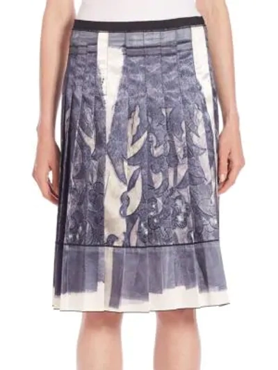 Shop Marc Jacobs Transfer Lace Print Silk Pleated Skirt In White