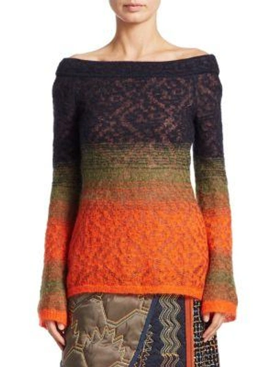 Shop Peter Pilotto Lace Off-the-shoulder Sweater In Black