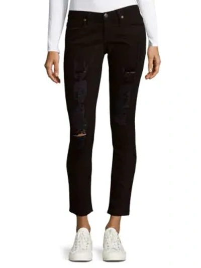 Shop Robin's Jean Distressed Skinny Jeans In Black Broken Stripe