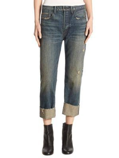 Shop Vince Cuffed Union Slouch Cotton Jeans In Blue