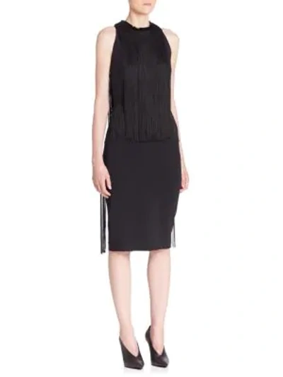 Shop Stella Mccartney Fringe Sheath Dress In Black