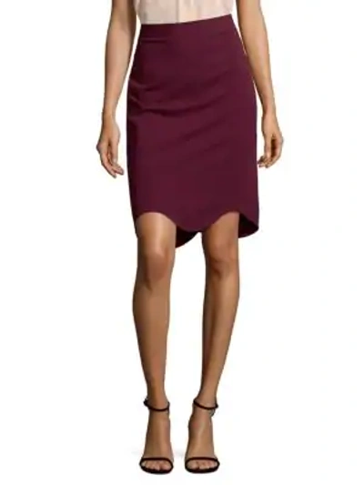 Shop Givenchy Scallop Pencil Skirt In Dark Purple