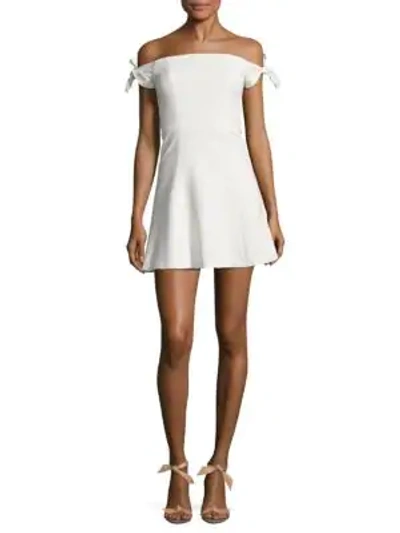 Shop French Connection Off-the-shoulder Fit And Flare Dress In Summer White