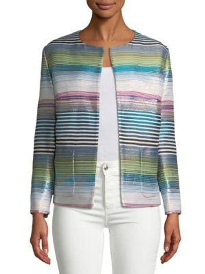 Shop Escada Kaleidoscope Linear Jacket In Blue