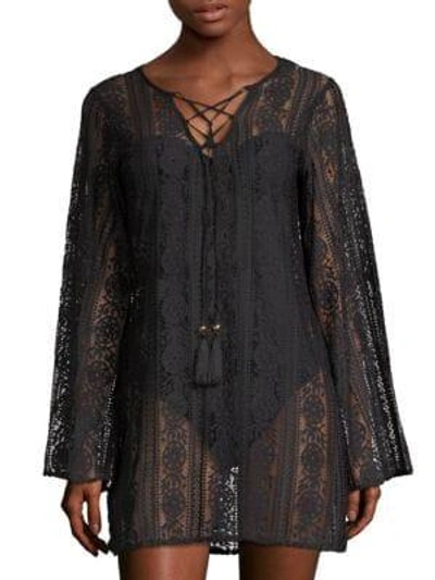 Shop Pilyq Ariana Lace Tunic Coverup In Midnight