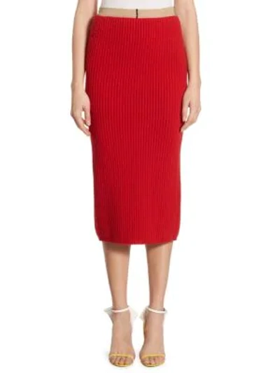 Shop Calvin Klein 205w39nyc Rib-knit Skirt In Scarlet