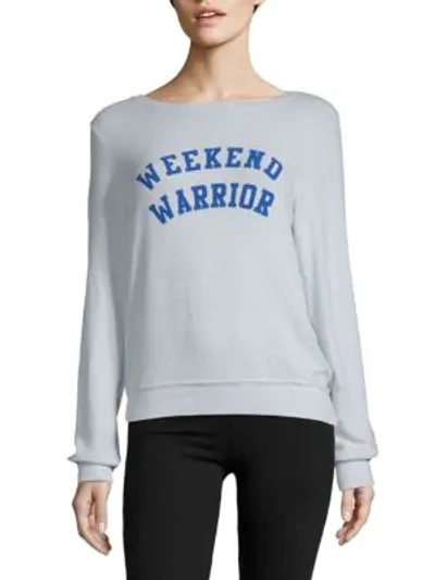 Shop Wildfox Weekend Warrior Sweatshirt In Blue Tears
