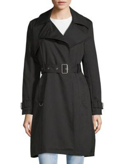 Shop French Connection Notch Lapel Belted Trench Coat In Black
