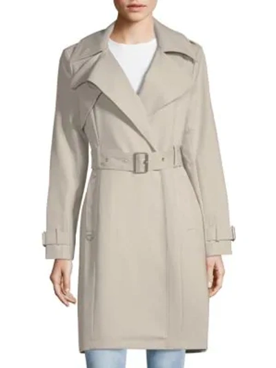 Shop French Connection Notch Lapel Belted Trench Coat In Safari