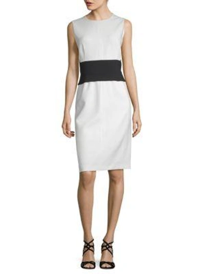 Shop Narciso Rodriguez Colorblocked Sheath Dress In White-black