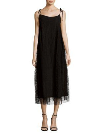 Shop Adam Lippes Floral-lace Trapeze Dress In Black