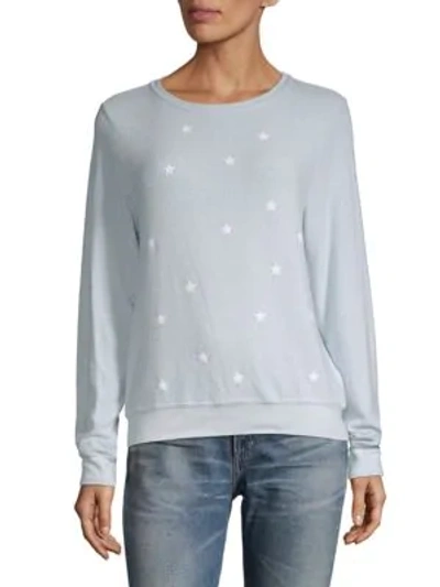 Shop Wildfox Scattered Stars Sweatshirt In Light Blue