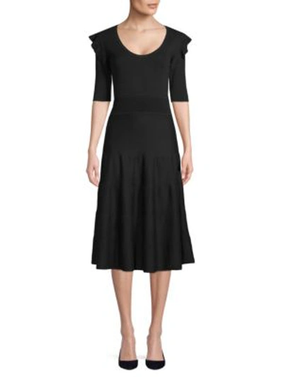 Shop Agnona Elbow-length Wool Dress In Black