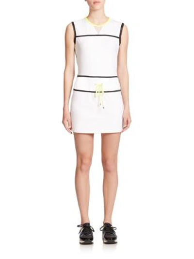 Shop Monreal London Sleeveless Mesh-detail Mini Dress In White