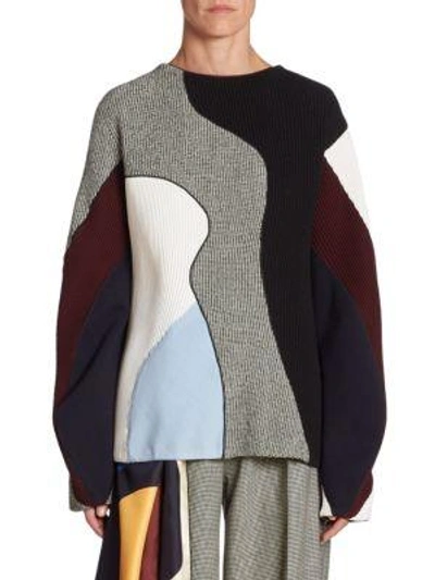 Shop Victoria Beckham Wool Colorblock Sweater In Black