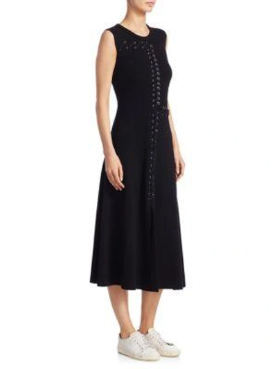 Shop Alberta Ferretti Wool & Cashmere Dress In Navy White