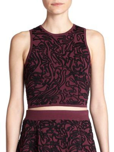Shop Opening Ceremony Cabbage Knit Embroidered Crop Top In Beet Multi