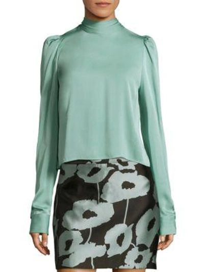 Shop Milly Stretch Silk Kitty Blouse In Ice