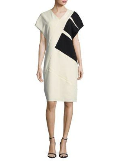 Shop Narciso Rodriguez Diagonal Colorblocked Dress In White Black