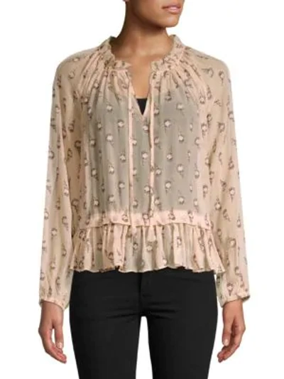 Shop Rebecca Taylor Tulip Clip Long-sleeve Top In Ballet