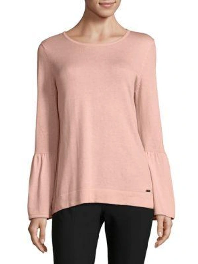 Shop Calvin Klein Bell Sleeve Sweater In Blush