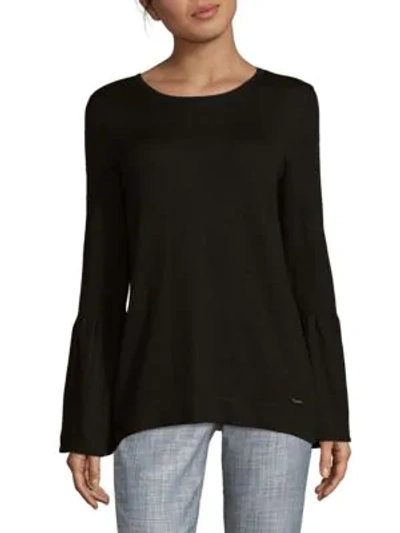 Shop Calvin Klein Bell Sleeve Sweater In Black