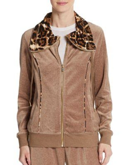 Shop Calvin Klein Velour Drawstring Jacket In Heather Morel