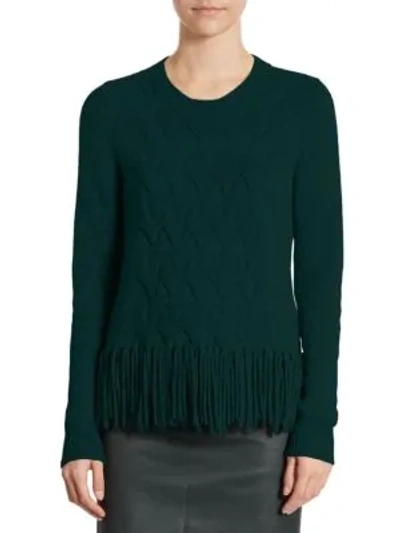 Shop Akris Punto Fringed-knit Pullover In Vicuna