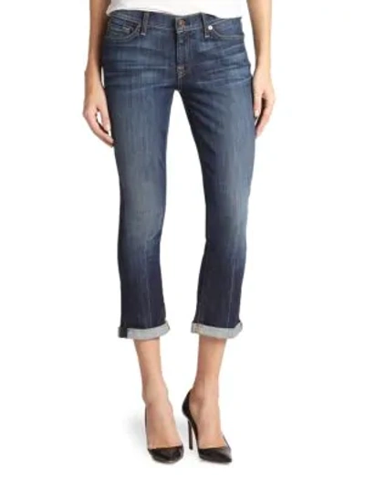Shop 7 For All Mankind Skinny Crop & Roll Jeans In Nouveau Blue
