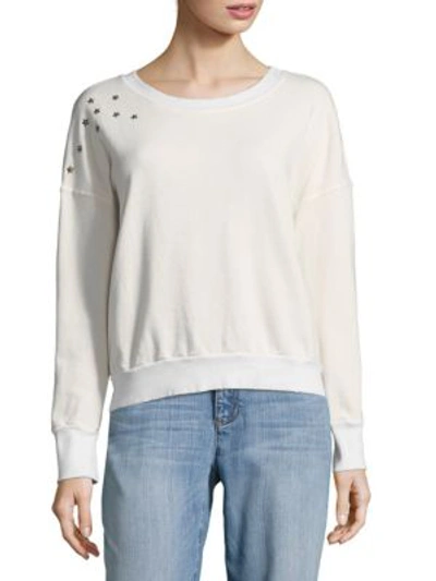 Shop Splendid Cropped Star Sweatshirt In Off White