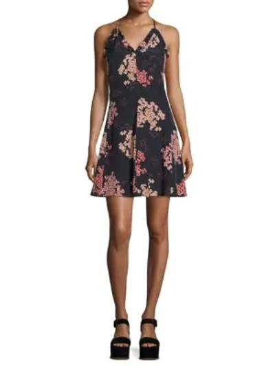 Shop Rebecca Taylor Phlox Printed Silk Slip Dress In Dark Navy