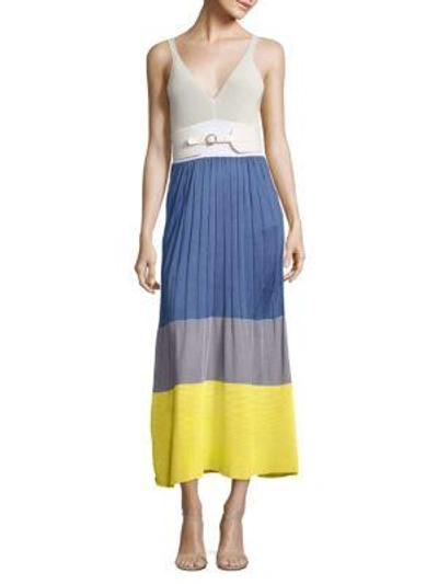 Shop Agnona Knit Colorblock Dress In Multi