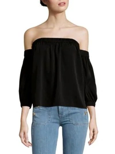 Shop Milly Off-the-shoulder Pullover In Black