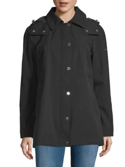 Shop Calvin Klein Softshell Zip Hooded Jacket In Black