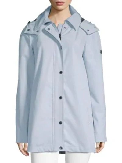 Shop Calvin Klein Softshell Zip Hooded Jacket In Powder Blue