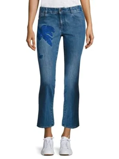 Shop Peserico Embroidered Skinny Kick Flare Jeans In Blue