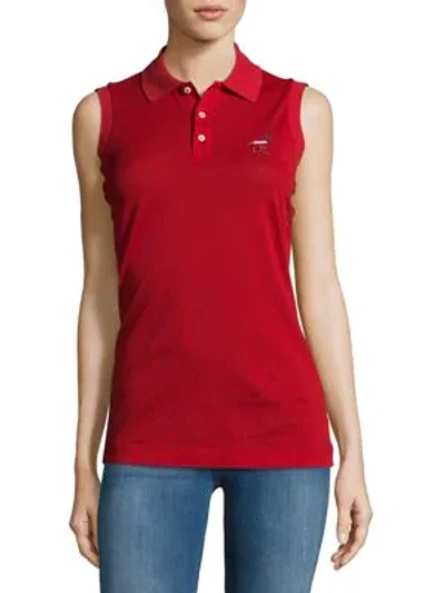Shop Dsquared2 Signature Sleeveless Cotton Polo Shirt In Red