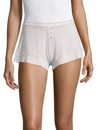 Shop Addiction Solid Lace-trim Shorts In Pearl Grey