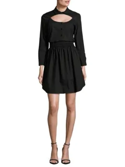 Shop Carven Solid Cotton Shirtdress In Black