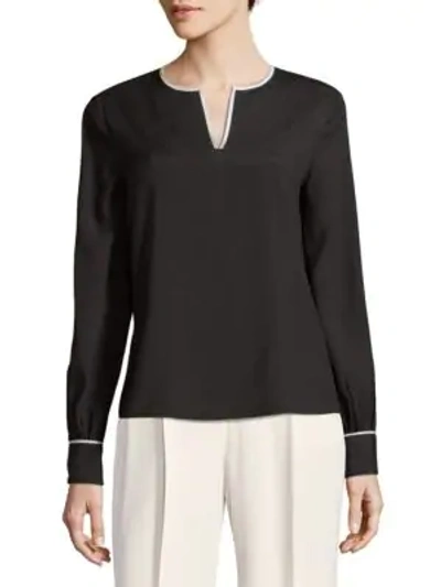Shop Calvin Klein Long-sleeve Blouse In Black Cream