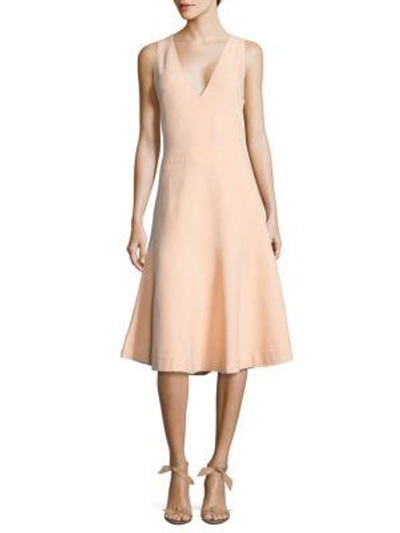 Shop Narciso Rodriguez Block Grid Knit Knee-length Dress In Blush
