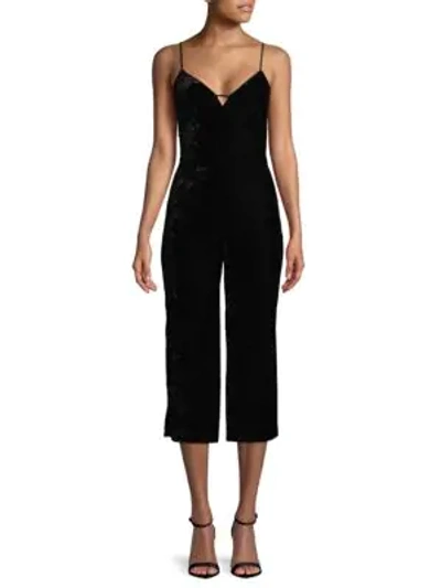 Shop Ella Moss Plunging Velvet Jumpsuit In Black