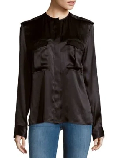 Shop Haider Ackermann Solid Long-sleeve Silk Top In Black