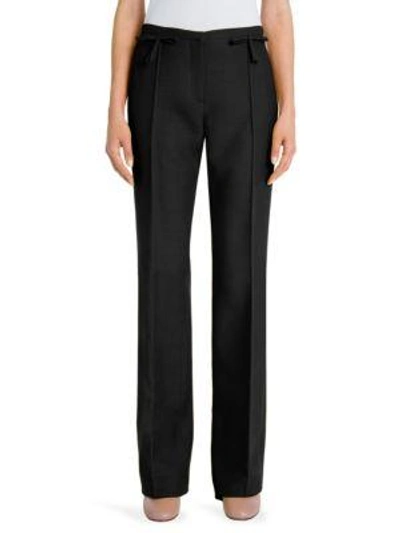 Shop Valentino Bow Silk Crepe Couture Pants In Black