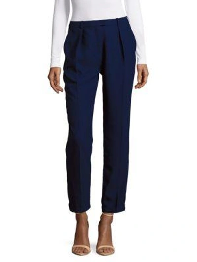 Shop Carven Solid Pleated-front Pants In Navy