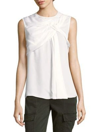 Shop Oscar De La Renta Sleeveless Silk Top In White