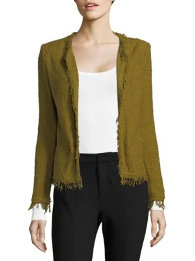 Shop Iro Fringed Open-front Jacket In Khaki