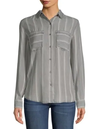 Shop Saks Fifth Avenue Long-sleeve Button-down Shirt In Pale Grey